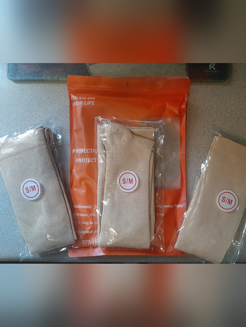 3 Pairs of Copper Compression Socks Small-Medium Nude